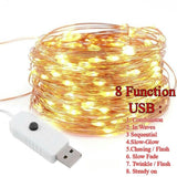 MSC 100 LED USB Powered 10M 8 Function Warm White Coloured String Fairy Light