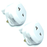 2 X EU US 2 Pin to 3 Pin UK Electric Shaver Toothbrush Plug Adaptor AC Travel