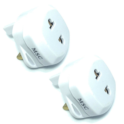2 X EU US 2 Pin to 3 Pin UK Electric Shaver Toothbrush Plug Adaptor AC Travel