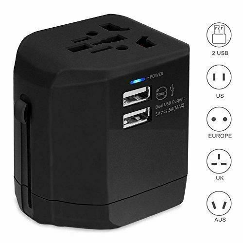 World Wide International Universal Travel Charger Adapter 2 USB AU/UK/US/EU Plug