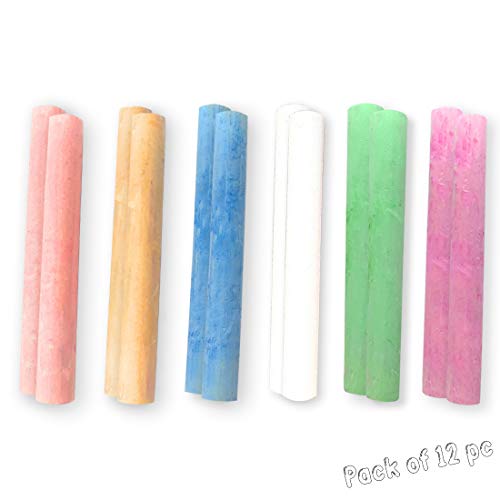 Chalks for Children MSC 12 pc Coloured Kids Outdoor Pavement chalk – Non Toxic Ideal for Blackboard Drawing Writing In the Classroom Playground Or Art and Play at home