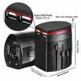 World Wide International Universal Travel Adaptor Dual USB PORT AU/UK/US/EU Plug